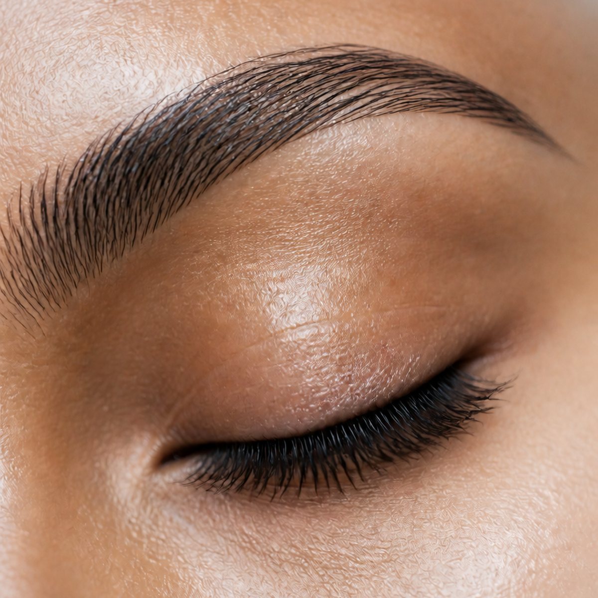 Macro detail of a powder brow