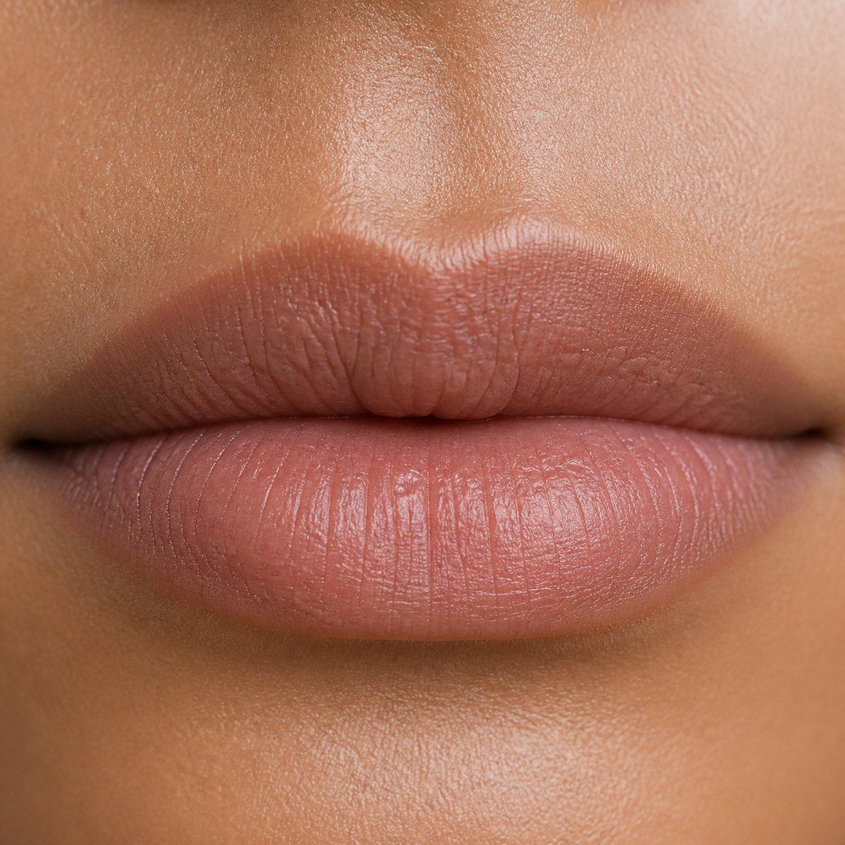 Macro detail of lips with a soft natural tint